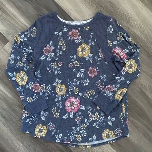 Girls Long Sleeve Navy Floral Shirt - Sz XXL Plus